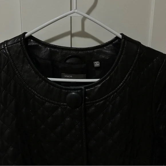 VINCE Quilted Jacket 100% leather SIZE 10 - Picture 4 of 4